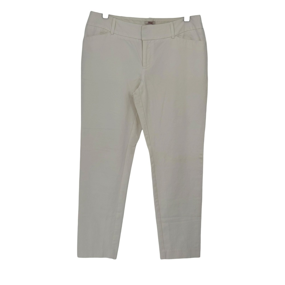 Merona Modern Coupe Pants White Stretch Cotton Ankle Trousers 10